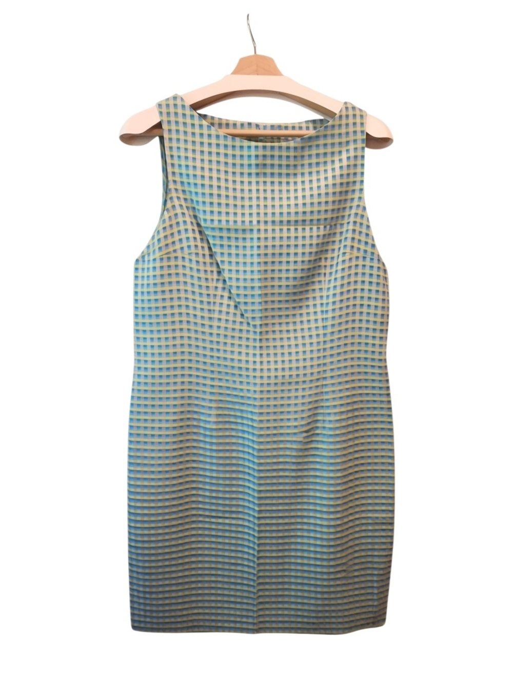 Vintage-Style Teal Gingham Sleeveless Shift Mini Dress 11/12